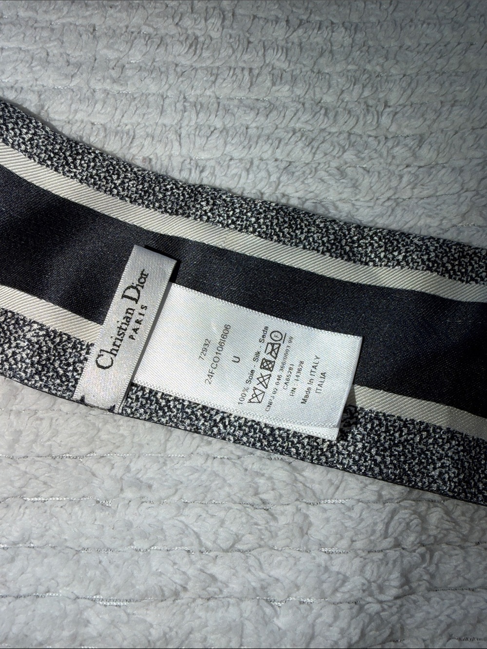Dior Black Floral Silk Twill Hair & Bag Scarf - Picture 8 of 9